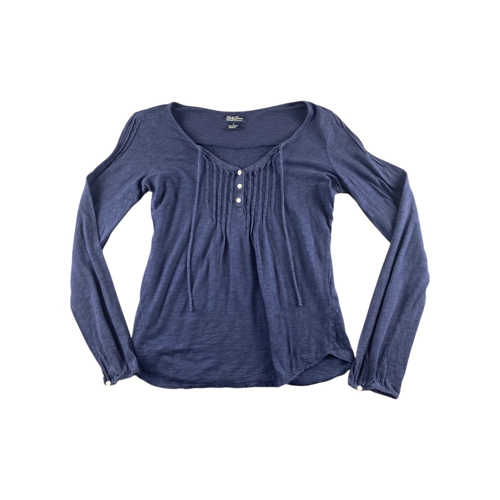 Lucky Brand Blue Long Sleeve Henley Style Tunic Top Womens Size‎ S